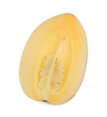 Half of fresh ripe pepino melon isolated on white