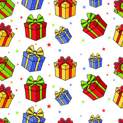 Seamless pattern of gift boxes