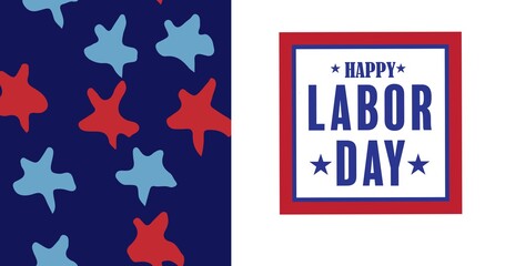 Composition of labor day text with american flag decorated stars