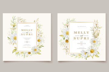 Watercolor Chrysanthemum Wedding Card