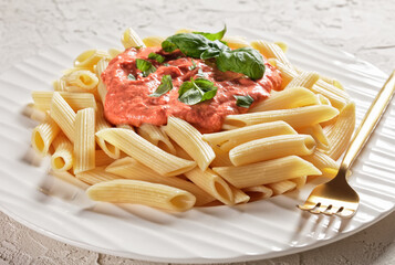 Parma Rosa Sauce with Penne, top view