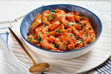 zucchini in a creamy tomato sauce, top view