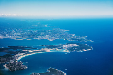 Fototapeta na wymiar A beautiful view from a plane window over Sydney, Australia