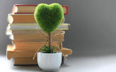 ecology recycle concept with green tree and books