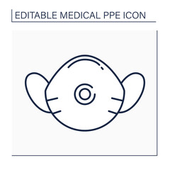 Mask line icon. N-95 mask protection. Personal protective equipment. Barrier between person and germs. Medical PPE concept. Isolated vector illustration. Editable stroke