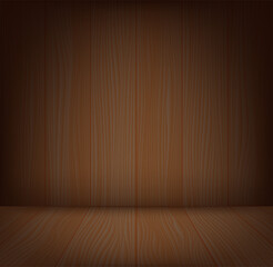 Dark wood scene for place objects. Wall and floor