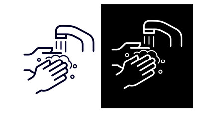  Hand washing vector line icons 