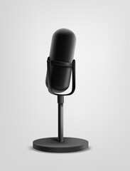 Black voice microphone on a rack