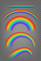 Fototapeta premium Realistic vivd color rainbows vector set