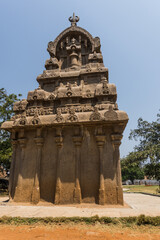 Pancha Rathas Hindu Temple. Pancha Rathas is a monument complex at Mahabalipuram, on the Coromandel Coast of the Bay of Bengal. It is an example of monolithic Indian rock-cut architecture