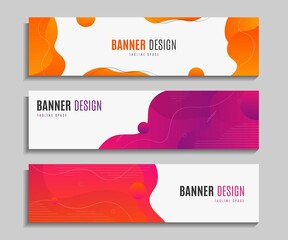 Fototapeta premium Set Modern Gradient Colorful Liquid Shapes Banner Web Design.