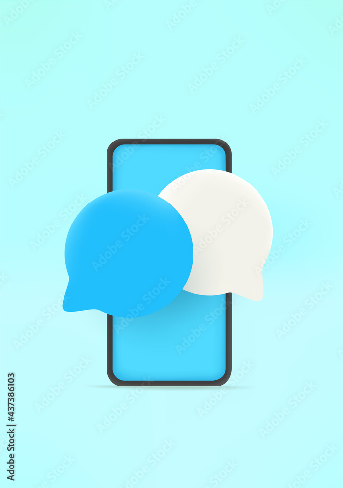 Aufkleber communication concept with speach clouds. 3d style vector illustration
