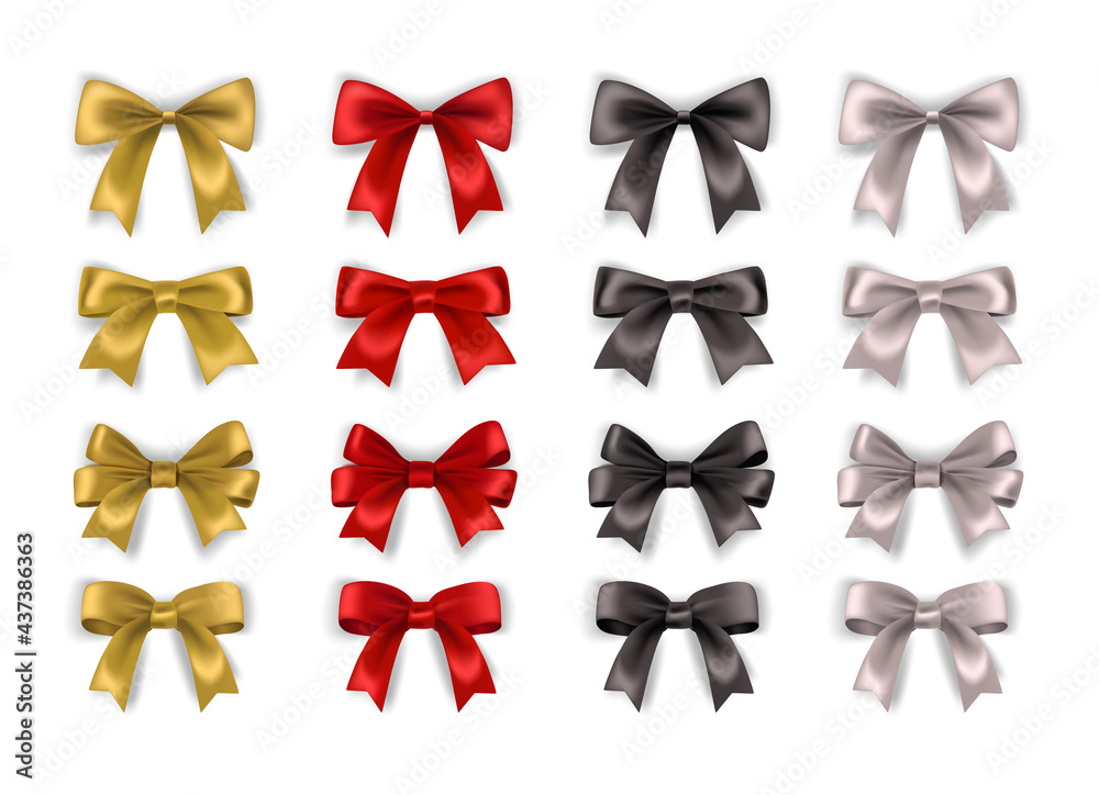 Aufkleber different bows realistic vector collection isolated on white background