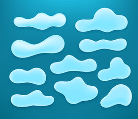 Fototapeta na wymiar Abstract vector clouds clip art on blue background