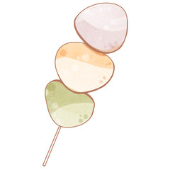 Asian sweets rice cakes mochi isolate on white background. Textured watercolor digital art. Print for sticker, postcards, menus, restaurants, packaging, wrapping paper, postcard