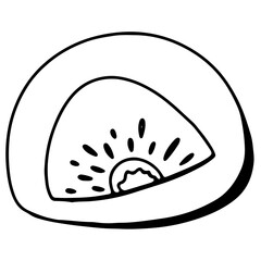 Asian rice sweets pastry mochi isolate on white background. Doodle contour line digital art. Print for sticker, postcards, menus, restaurants, packaging, wrapping paper, postcard
