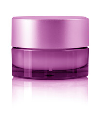 pink cosmetic cream in container isolated on white background