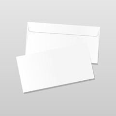 Front and back side envelope mock up. Realistic blank letter template. Paper C4 white envelopes. Vector illustration isolated on transparent background.