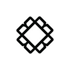 Initial letter B, B4 or 4B logo template with geometric square line art illustration in flat design monogram symbol.