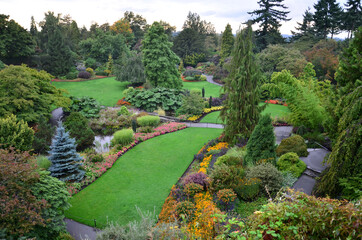 Fototapeta na wymiar Scenic view of gardens in Queen Elizabeth Park Vancouver