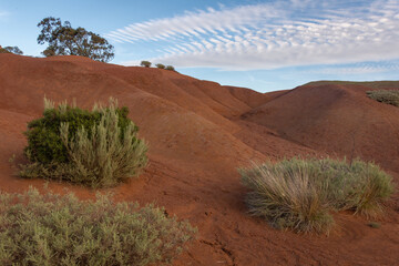 Fototapeta na wymiar red desert landscape with beautiful sky
