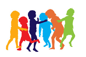 Playing children silhouettes 3