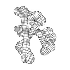 Anatomy Dog Bone object. Wireframe low poly mesh vector illustration