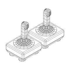 Joystick with buttons. Retro video game controller gamepad. Wireframe low poly mesh vector illustration © newb1