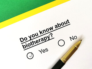 Questionnaire about therapy