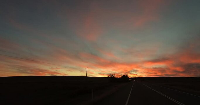 Driving into the sunset on the way to Wallaroo South Australia