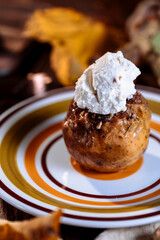 Filled apple with nuts and cream