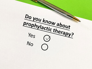 Questionnaire about therapy