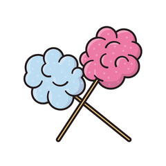 Pink and blue Cotton Candy isolated vector illustration. Sweet food symbol.