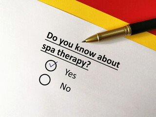 Questionnaire about therapy