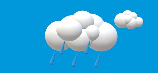3D Weather icon  cloud with rain for forecast design application and web. 3d render illustration. Illustration of cloud on blue background.