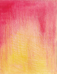 Watercolor drawing bright in red and yellow, completed with a pencil. 