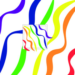 vector with rainbow lines. flat image of curved lines