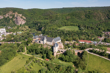 Fototapeta na wymiar Bird's eye view of the majestic Ebernburg Castle in Rheinhessen / Germany 