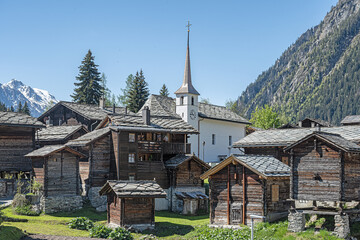 Alter Dorfkern von Blatten ob Naters, Goms, Kanton Wallis, Schweiz