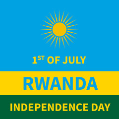 Rwanda Independence Day typography poster. National holiday celebrated on July 1. Vector template for banner, greeting card, flyer