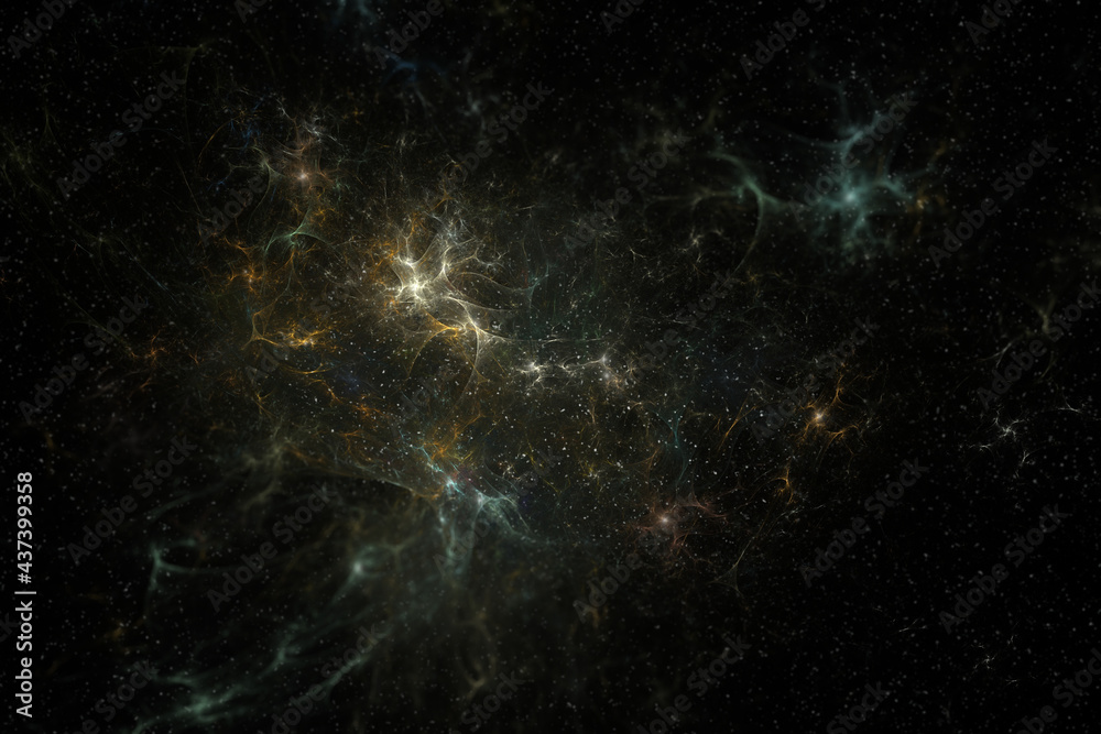 Wall mural abstract fractal wallpaper of a computer generated image. looking like a universe nebula full of sta