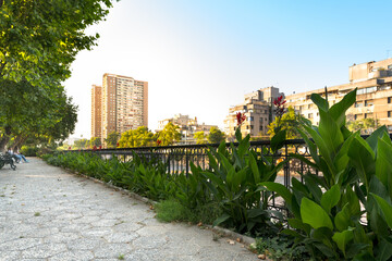 Mapocho river at downtown Santiago.