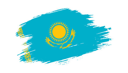 Patriotic of Kazakhstan flag in brush stroke effect on white background