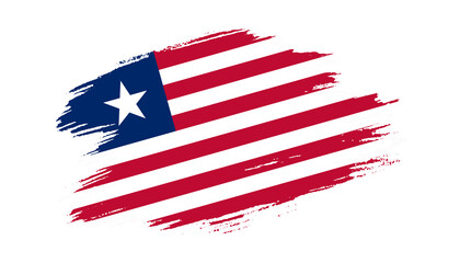 Patriotic of Liberia flag in brush stroke effect on white background