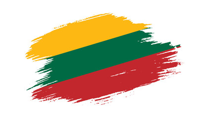 Patriotic of Lithuania flag in brush stroke effect on white background