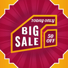 Fototapeta premium big sale social media banner. maroon orange sales banner design. element marketing or seasonal advertising or campaign