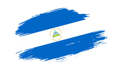Patriotic of Nicaragua flag in brush stroke effect on white background