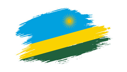 Patriotic of Rwanda flag in brush stroke effect on white background