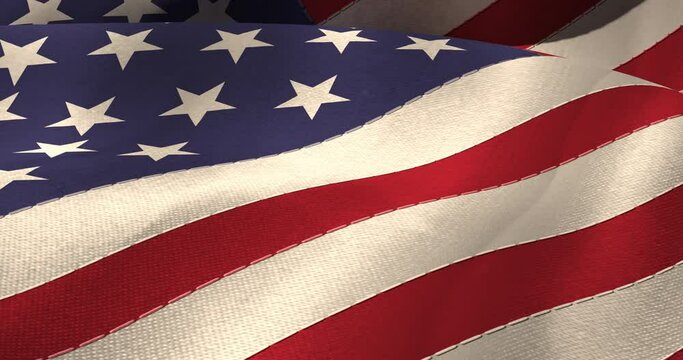 Animation of close up of american flag background