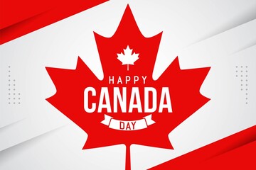 Happy canada day celebration banner template. Canadian flag in 1st of July national patriotic holiday